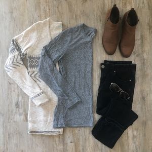 Maurices Beige and Gray Open Cardigan